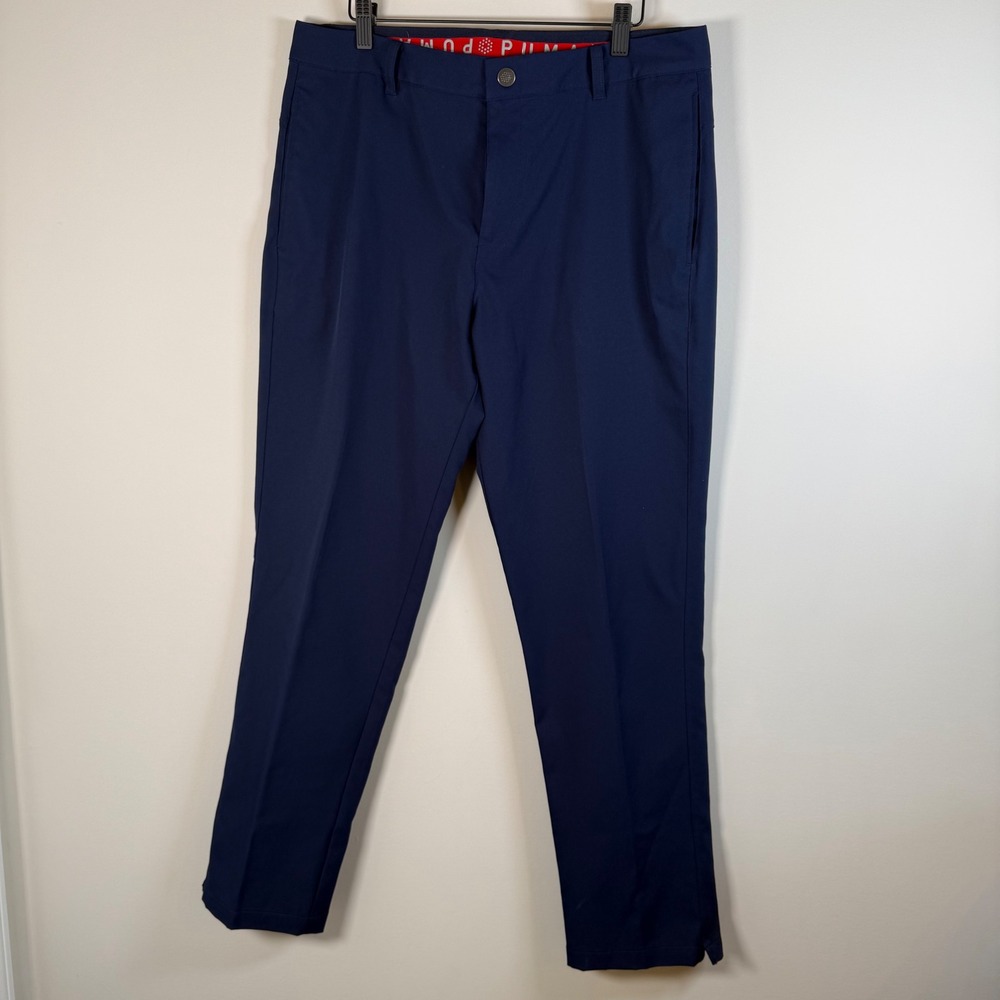Puma Jackpot Golf Pants Size 34x32 Navy Blue Performance Stretch Chino Trousers‎